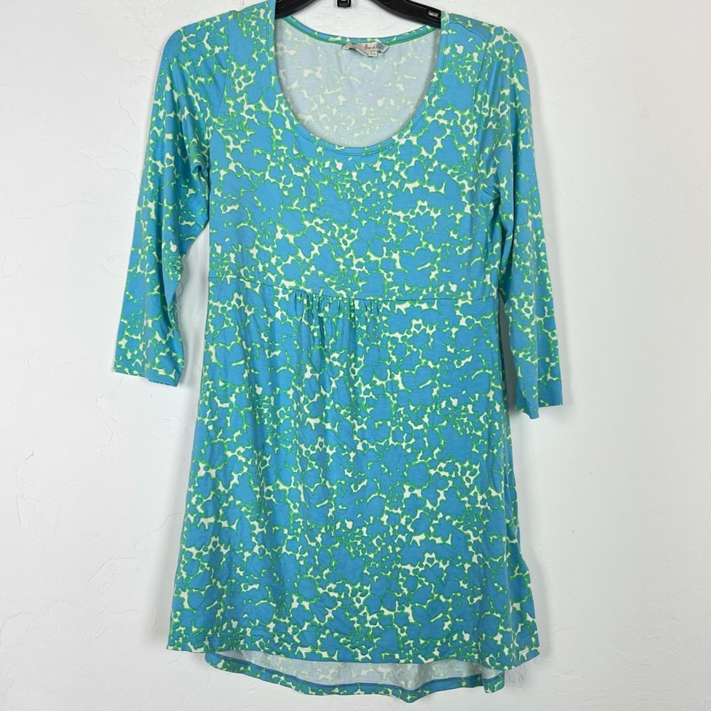 Boden Tunic Top Shirt Floral Printed Tee Knit Blue